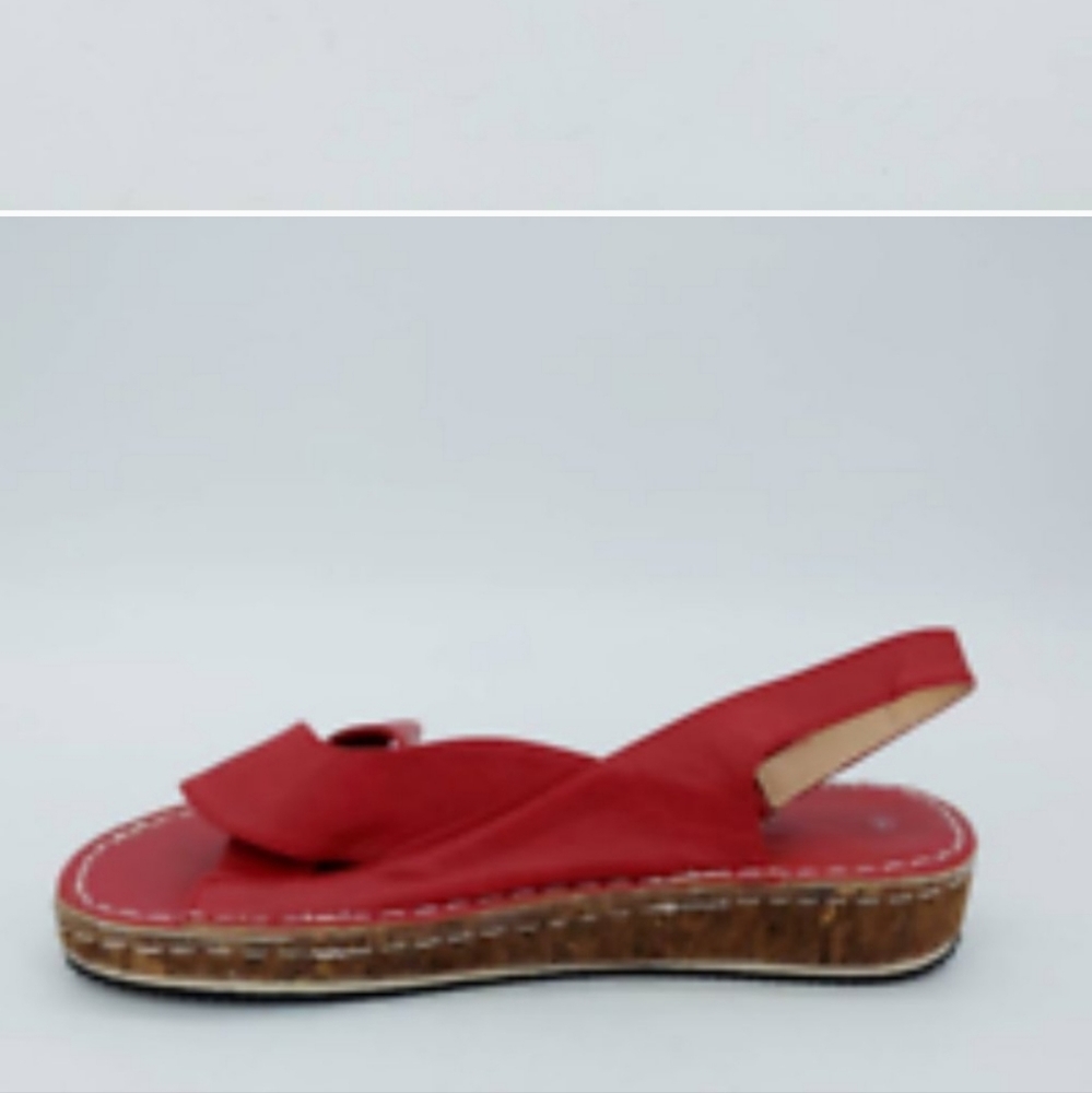 Paotmbu Womens Slingback Sandals Red Brown Cork Platform Heels EUR 43 New